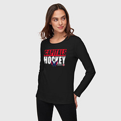 Лонгслив хлопковый женский Вашингтон Кэпиталз НХЛ, цвет: черный — фото 2