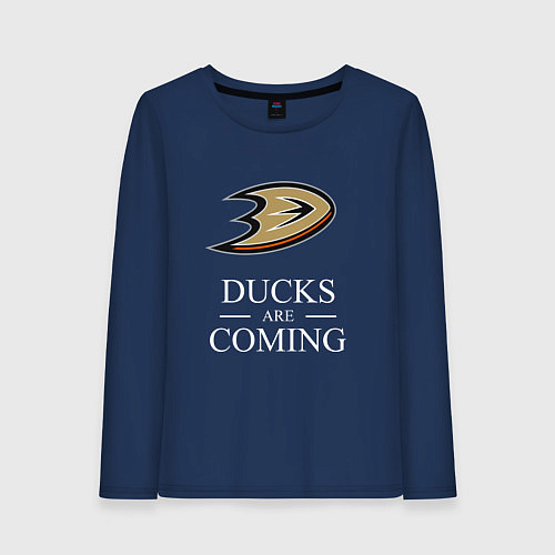 Женский лонгслив Ducks Are Coming, Анахайм Дакс, Anaheim Ducks / Тёмно-синий – фото 1