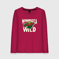 Лонгслив хлопковый женский Миннесота Уайлд, Minnesota Wild, цвет: маджента