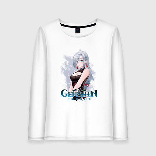 Женский лонгслив Шэнь Хэ Shenhe, Genshin Impact Геншин импакт / Белый – фото 1