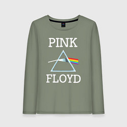 Лонгслив хлопковый женский PINK FLOYD - ПИНК ФЛОЙД ЛОГОТИП, цвет: авокадо