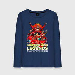 Лонгслив хлопковый женский Легенды Манчестера Manchester United Legends, цвет: тёмно-синий