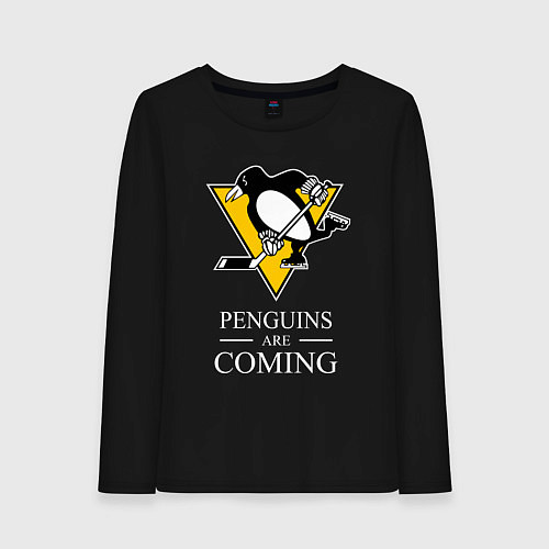 Женский лонгслив Penguins are coming, Pittsburgh Penguins, Питтсбур / Черный – фото 1