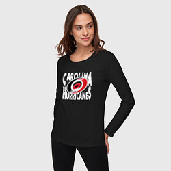 Лонгслив хлопковый женский Каролина Харрикейнз, Carolina Hurricanes, цвет: черный — фото 2