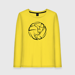 Лонгслив хлопковый женский Волейболист волейбольный мяч, цвет: желтый