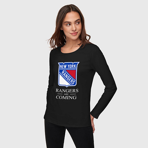 Женский лонгслив Rangers are coming, Нью Йорк Рейнджерс, New York R / Черный – фото 3