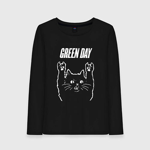 Женский лонгслив Green Day Рок кот / Черный – фото 1