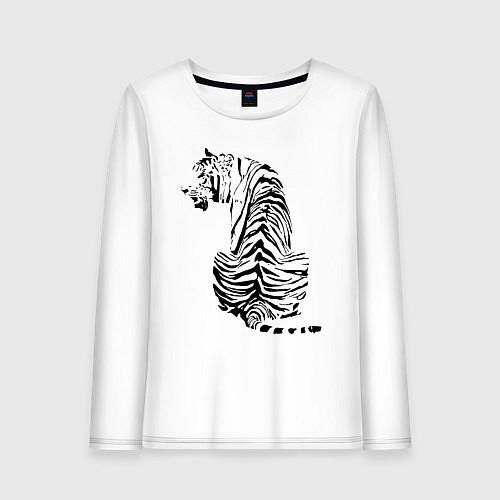 Женский лонгслив Тигр со спины / Белый – фото 1