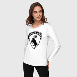 Лонгслив хлопковый женский VOLVO логотип чёрный, цвет: белый — фото 2