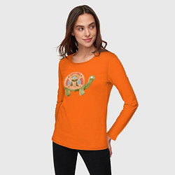 Лонгслив хлопковый женский Черепашка Черепаха, цвет: оранжевый — фото 2