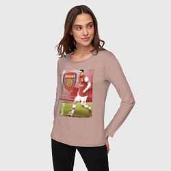 Лонгслив хлопковый женский Arsenal, Mesut Ozil, цвет: пыльно-розовый — фото 2