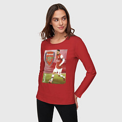 Лонгслив хлопковый женский Arsenal, Mesut Ozil, цвет: красный — фото 2