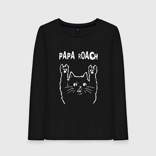 Женский лонгслив Papa Roach Рок кот / Черный – фото 1