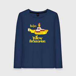 Лонгслив хлопковый женский On a Yellow Submarine, цвет: тёмно-синий