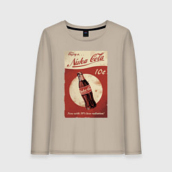 Лонгслив хлопковый женский Fallout Nuka Cola Poster Pop art, цвет: миндальный