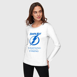 Лонгслив хлопковый женский Tampa Bay Lightning is coming, Тампа Бэй Лайтнинг, цвет: белый — фото 2