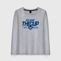 Лонгслив хлопковый женский Toronto Maple Leafs We want the cup Торонто Мейпл, цвет: меланж