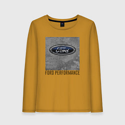Лонгслив хлопковый женский Ford Performance, цвет: горчичный