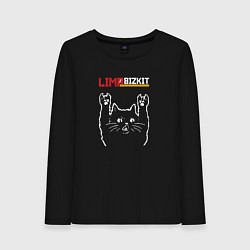 Лонгслив хлопковый женский Limp Bizkit рок кот, цвет: черный