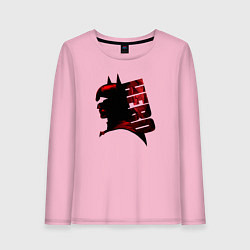 Лонгслив хлопковый женский Batman Hero silhouette, цвет: светло-розовый