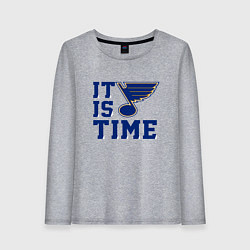 Лонгслив хлопковый женский It is St Louis Blues time Сент Луис Блюз, цвет: меланж