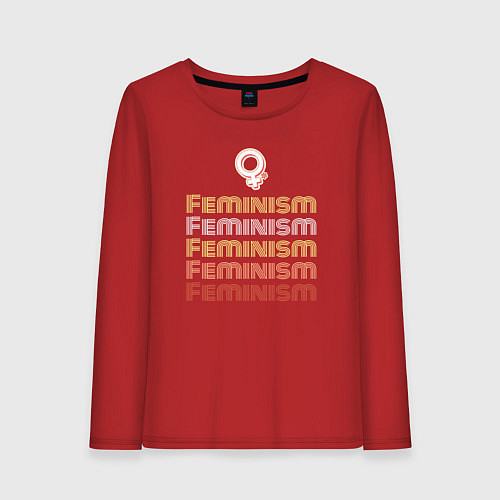 Женский лонгслив Feminism - retro / Красный – фото 1