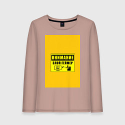 Женский лонгслив Внимание злой геймер