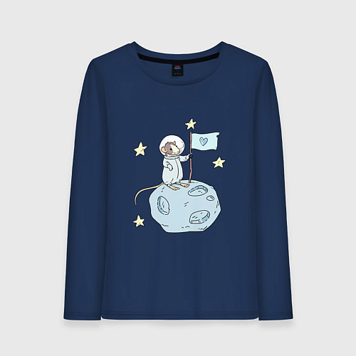 Женский лонгслив Мышь-космонавт / Тёмно-синий – фото 1