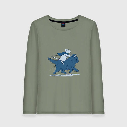 Женский лонгслив Путешествие на коте / Авокадо – фото 1