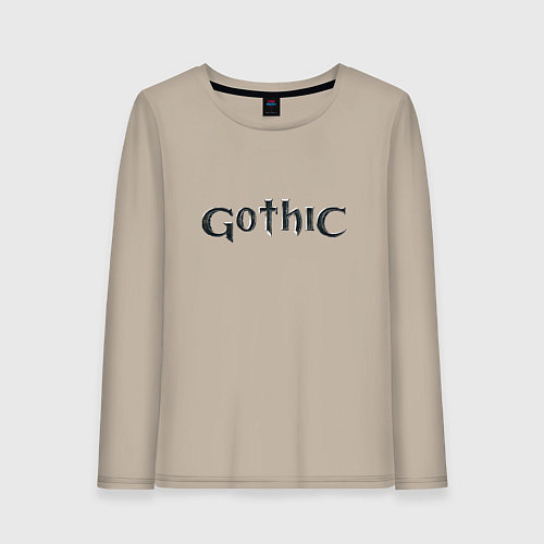 Женский лонгслив Gothic logo / Миндальный – фото 1