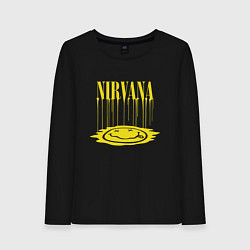 Лонгслив хлопковый женский Nirvana Логотип Нирвана, цвет: черный