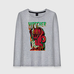 Лонгслив хлопковый женский Монстр наблюдатель, цвет: меланж