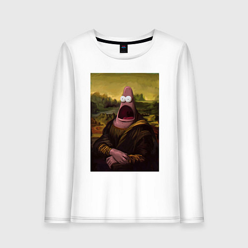 Женский лонгслив Патрик Губка Боб Мона Лиза / Белый – фото 1