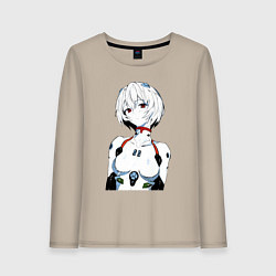 Лонгслив хлопковый женский Рей Аянами Rei Ayanami Ева Евангелион, цвет: миндальный
