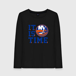 Лонгслив хлопковый женский It Is New York Islanders Time Нью Йорк Айлендерс, цвет: черный