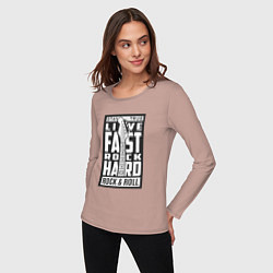 Лонгслив хлопковый женский Live fast 2, цвет: пыльно-розовый — фото 2