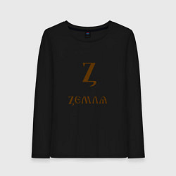 Лонгслив хлопковый женский Буква кириллицы Z- земля, цвет: черный