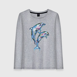Лонгслив хлопковый женский Dolphins Watercolour, цвет: меланж