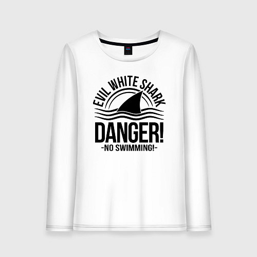 Женский лонгслив Danger No swiming Evil White Shark / Белый – фото 1