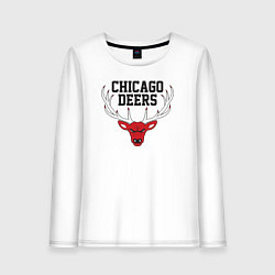 Лонгслив хлопковый женский Chicago deers, цвет: белый