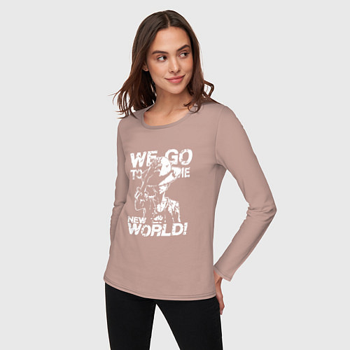 Женский лонгслив WE GO TO THE NEW WORLD ВАНПИС / Пыльно-розовый – фото 3