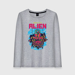 Лонгслив хлопковый женский Инопланетные Захватчики, цвет: меланж