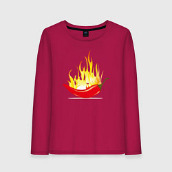 Лонгслив хлопковый женский Перец в огне, цвет: маджента