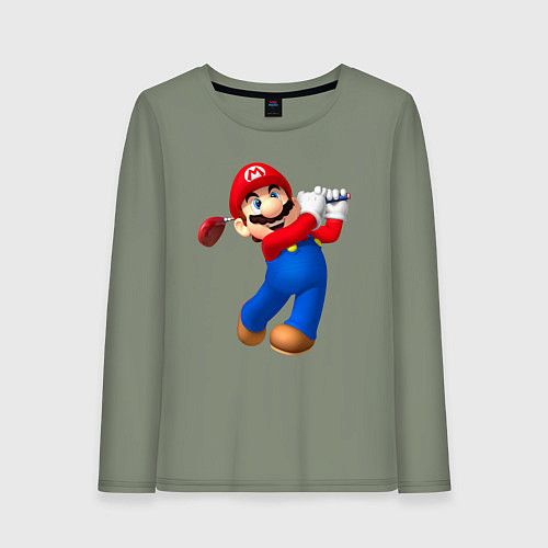 Женский лонгслив Марио - крутейший гольфист Super Mario / Авокадо – фото 1