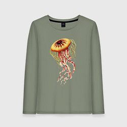 Лонгслив хлопковый женский Морская медуза, цвет: авокадо