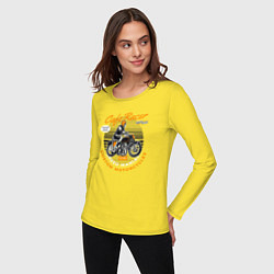 Лонгслив хлопковый женский Мотоциклист мото, цвет: желтый — фото 2