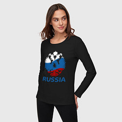Лонгслив хлопковый женский Russia, цвет: черный — фото 2