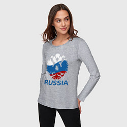 Лонгслив хлопковый женский Russia, цвет: меланж — фото 2