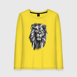 Лонгслив хлопковый женский Черно-белая голова льва, цвет: желтый