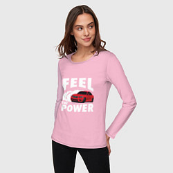 Лонгслив хлопковый женский BMW - Почувствуй силу, цвет: светло-розовый — фото 2